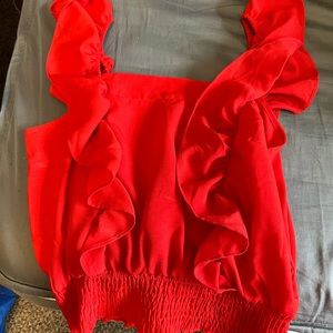 Red ruffle tank